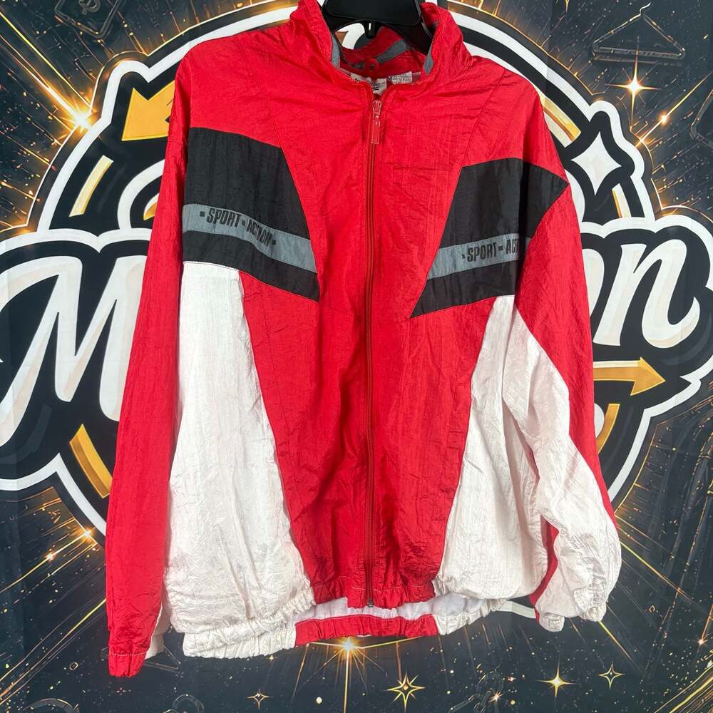 Vintage MacGregor Windbreaker Jacket Stripe XL 100% Nylon Made in Taiwan